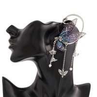 Boucles d'oreilles papillon pompon crochet d'oreille elfe sans perforations fleur oreille manchettes Wrap Clip grimpeur chenille boucle d'oreille-aile de papillon