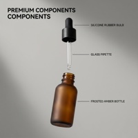 Flacon compte-gouttes en verre ambré 15 ml 20 ml 30 ml 50 ml, flacon en verre ambré dépoli, flacon compte-gouttes cosmétique en bois et plastique