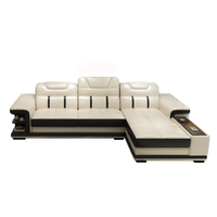 Canapé multifonctionnel de style moderne, canapé en L à un siège, combinaison de canapés avec fauteuil de massage, ensemble de canapés en cuir avec haut-parleur