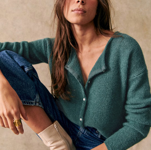 Cardigan en maille douce et moelleuse style mohair pour <span class=keywords><strong>femme</strong></span>, col rond, boutonné, élégant, vente en gros - Product Image 4