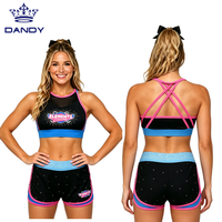 Ensemble débardeur d'entraînement de cheerleading personnalisé à sublimation et short à strass pour la pratique des cheerleading All Star