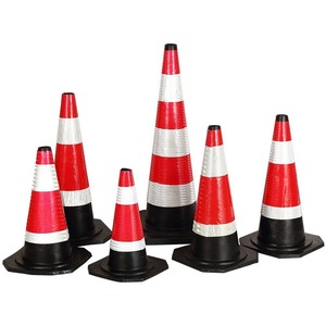 Cône de signalisation routière en gros, 900 mm, base noire, PVC, cône de signalisation orange avec réflecteur - Product Image 6
