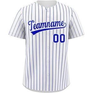 Camiseta de Béisbol Personalizada con Rayas, Cierre de Botones, Nombre del Equipo Bordado, Número, Unisex, Corte Regular, Manga Corta, Transpirable - Product Image 1