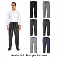 Pantalon de Chef Unisexe à Rayures Teintes, Taille Élastique avec Cordon de Serrage, Pantalon de Travail de Cuisine, OEM, Lavable, Uniforme de Restauration