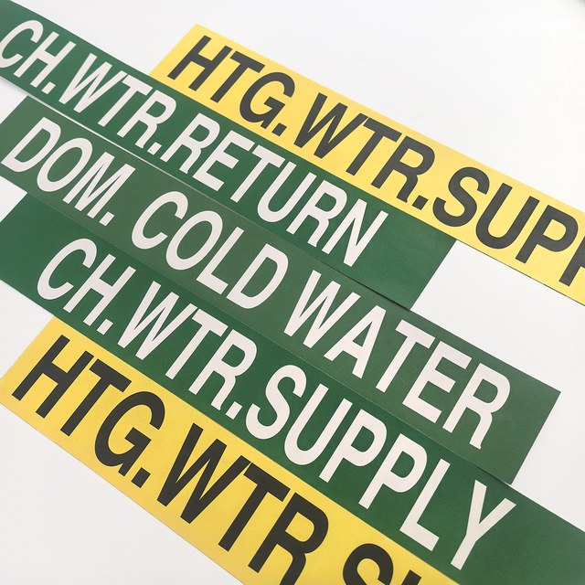 Custom Durable Pipe Marker Labels Hot/Cold/Heating Water UV Resist Heavy Duty Industrial Supply Weatherproof Safety Pipe Markers