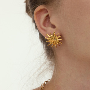 Pendientes de Sol, Chapados en Oro de 18k, Acero Inoxidable, Joyería para Mujer, Accesorio de Moda - Product Image 3