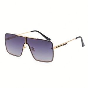 Gafas de Sol Personalizadas con Logotipo, Retro 2025, Parte Superior Plana, para Hombre, Lentes de una Pieza Extra Grandes, Protección UV400, Montura Cuadrada Grande - Product Image 4