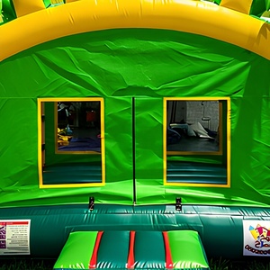 Castillo Inflable Comercial de PVC Blanco con Diseño de Palmeras Tropicales, Casa de Brinco con Temática de Jungla para Fiestas Infantiles, Alquiler Comercial, 300 kg - Product Image 2
