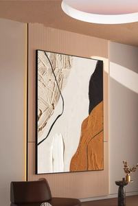 Peinture murale abstraite en gros sur toile, acrylique et huile, art mural moderne noir, blanc, gris, bleu, marron, orange, vert, doré, montagne - Product Image 4