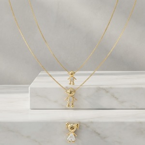 Collar <span class=keywords><strong>de</strong></span> latón chapado en oro <span class=keywords><strong>de</strong></span> 18 quilates con micro pavé delicado, resistente al deslustre, <span class=keywords><strong>para</strong></span> niños, celebración familiar, maternidad, niño, niña - Product Image 2