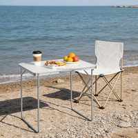 Table pliante rectangulaire moderne en aluminium argenté pour l'extérieur, légère et portable pour le camping