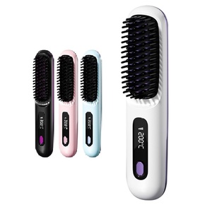 0728 2025 Portable <b>Heated</b> Cordless Mini Hair Brush Rechargeable 3000mah Straightener Hot Comb for - Product Image 1