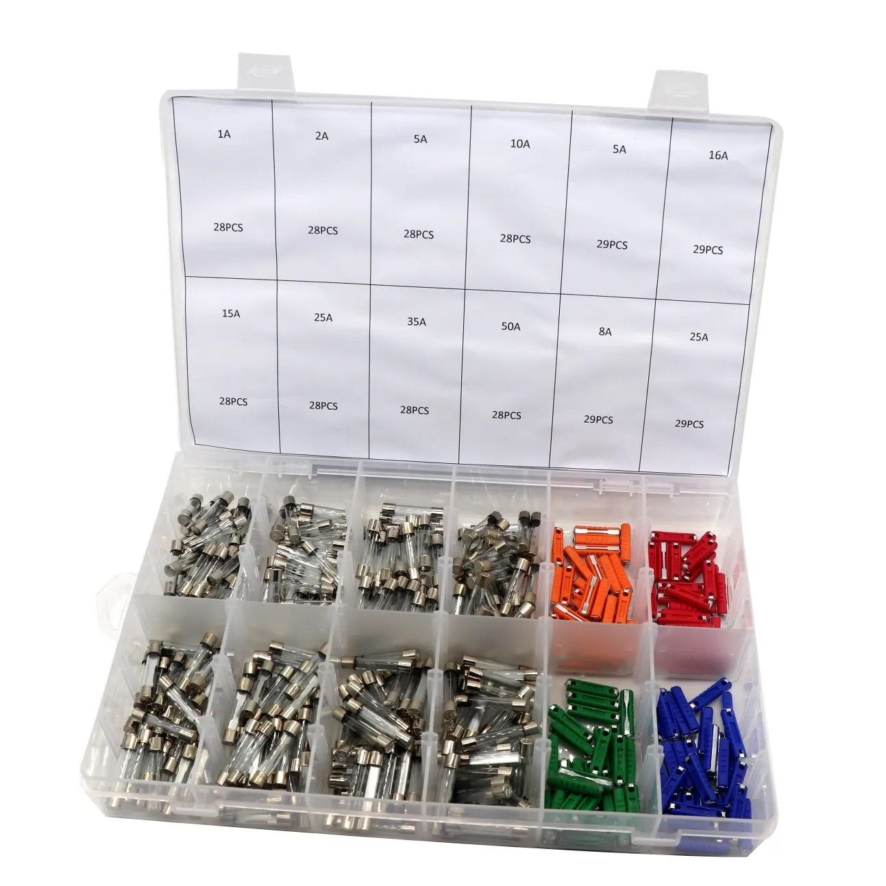 SYD-1065 340 шт патронов стекло 1A 2A 5A 10A 15A 25A 35A 50A пластиковые 5A 8A 16A 25A автомобильного предохранителя