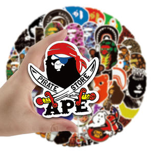 Recién 50PCS Logotipo de la marca Funny Trendy Cartoon Gorilla Monkey APE Sticker - Product Image 5
