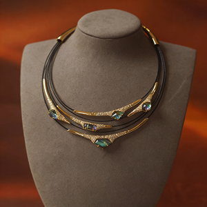 قلادة بيلا فيفا متعددة الطبقات بتصميم هندسي مطلية بالذهب من النحاس النقي للاستخدام اليومي والمناسبات - Product Image 4