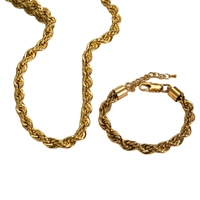 Ensemble collier ras-du-cou et bracelet torsadé en acier inoxydable plaqué or 8 mm pour femme, idéal pour les fêtes, mariages et cadeaux