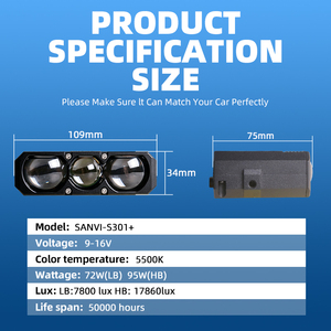 Luz de Trabajo Óptica SANVI S301+ 17860Lux, Foco LED de Alta Luminosidad con Línea de Corte para Automóvil y Motocicleta - Product Image 6