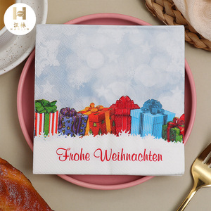Printed Paper Napkins 250mm Square Christmas Decorative Gift Theme Three Layer Disposable Towels - Product Image 1