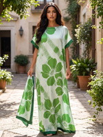 Nouvelle Robe Longue Africaine Grande Taille Imprimée avec Foulard – Styles de Robes Africaines pour Vacances
