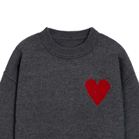 AiNear Vente en Gros, Logo Personnalisé et Design sur Mesure, OEM & ODM, Pull Tricoté Col Rond à Manches Longues en Laine 100% Jacquard Gris pour Homme