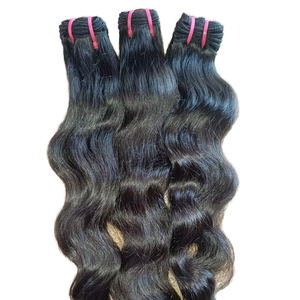Extensiones de Cabello Humano Remy Indio Ondulado Doble Trama Cosida a Máquina Estilo Negro - Product Image 1