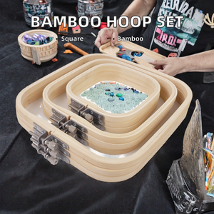 Wholesale Portable Bamboo Frame Square Cross <b>Stitch</b> Embroidery Hoops Set Simple Style Sewing <b>Accessory</b> Ring - Product Image 2