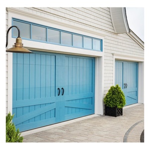 Portes de garage intelligentes en bois massif <span class=keywords><strong>Prix</strong></span> Porte de garage sectionnelle Porte de chariot résidentiel 9x8 Porte pliante coulissante à rabat solide - Product Image 1