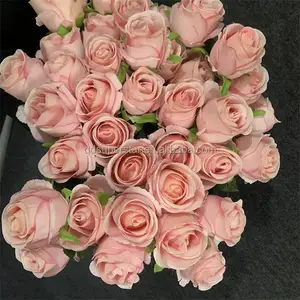 L-482 라이트 핑크 장미 홍당무 꽃 인조 실크 꽃 장미 꽃 봉오리 머리 결혼식 장식을위한 단일 장미 꽃