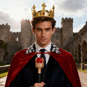 PESENAR karakter kostüm, kırmızı kralın taç pelerin, scepter, üç parçalı set, parti kostüm, balo, kutlama kıyafeti - Product Image 1