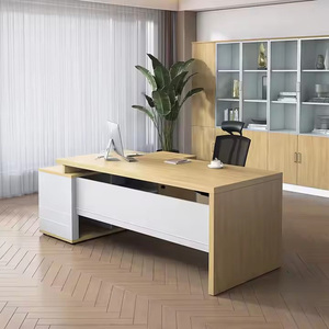 Escritorio de oficina moderno de madera de nogal nórdico con diseño de lujo para Directores Ejecutivos Directores Generales presidentes - Product Image 6