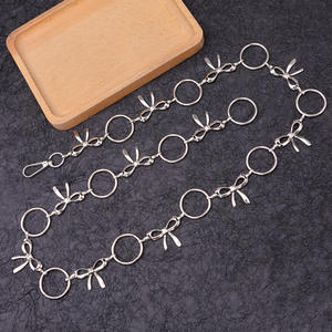 Cadena de cintura de metal con lazo para mujer, cinturón delgado de plata tibetana, cadena corporal de moda para uso diario - Product Image 2