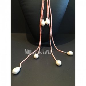 LN24136 perlas de Coral rosa y de plata collar de perla - Product Image 4