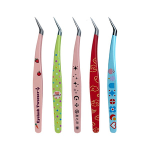 Pinzas para pestañas de acero inoxidable con punta puntiaguda de precisión para extensión de pestañas, herramienta de maquillaje - Product Image 1