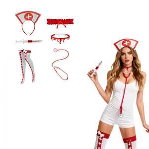 PESENAR Sexy biancheria da <span class=keywords><strong>infermiera</strong></span> per donna Set di Lingerie Roleplay da <span class=keywords><strong>infermiera</strong></span> abiti Cosplay con Tie Top e Mini gonna plissettata - Product Image 1
