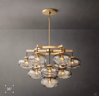 Lustre sphérique en verre moderne, éclairage de luxe, lustre de salle à manger, lustre rond en verre transparent Cabrette 36