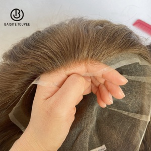 Virgin Human Hair Systems #5 Unidad de <span class=keywords><strong>color</strong></span> marrón claro 8x10 Super Toupee <span class=keywords><strong>para</strong></span> hombres blancos - Product Image 5