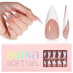 Set de Manicura Francesa de Alto Brillo, <span class=keywords><strong>Uñas</strong></span> Postizas Largas Stiletto Color Nude, 180 Piezas, Cobertura Completa, 15 Tamaños para Salón y Venta al por Menor - Product Image 1