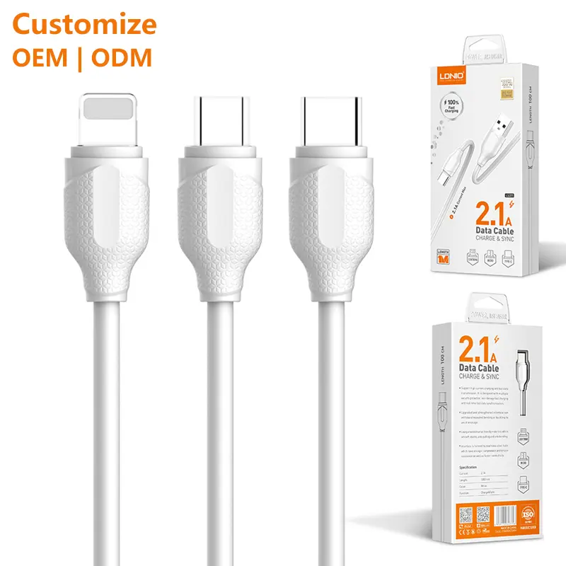 LDNIO LS371 Cheap Price USB Cable 1 Meter Charging Data Transfer USB Charger 2.4A Data Cable