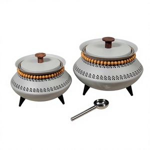 Recipiente para calentar comida con diseño grabado, nuevo, de lujo, redondo, hermoso, hecho de acero inoxidable. - Product Image 2
