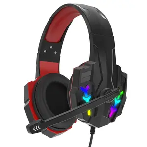 Wholesale oem rgb glowing gamer headband headset gaming pc ps4 stereo led wired gaming headphone with microphone