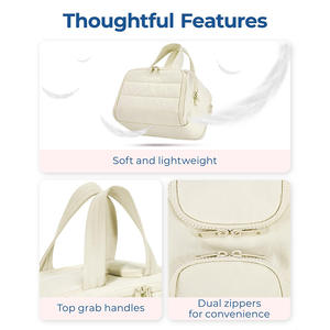 Grande trousse de maquillage portable, sac de toilette de voyage, pochette à ouverture large, sacs de rangement cosmétiques - Product Image 4