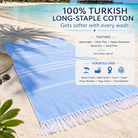 Custom Luxurious Style Premium High Quality Super Breathable Ultra Soft Durable Polyester Cotton Turkish Beach Towel