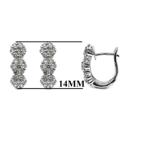 Bijoux vintage de qualité supérieure, boucles d'oreilles fines en or blanc massif 18 carats avec diamants naturels taille brillant rond pour femmes - Product Image 2