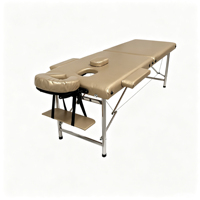 Table de massage portable durable à 2 sections avec pieds en acier inoxydable, lit de spa pliable avec repose-visage