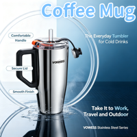 Tasse à café isotherme anti-fuite avec couvercle pop-up simple à un clic et base en silicone antidérapante, idéale pour un cadeau de remise de diplôme
