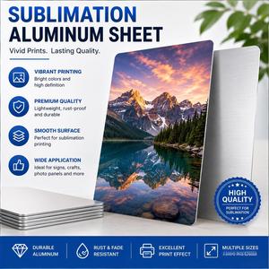 Feuille d'aluminium blanche brillante personnalisable pour transfert thermique par sublimation, 8x10, 8x12, 11x14, 12x18 pouces, pour la décoration intérieure - Product Image 1