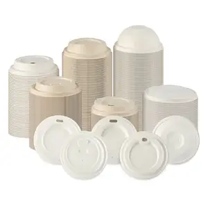 Bagazo de caña de azúcar para tazas calientes, tapas de viaje para café, cubierta de papel desechable para tazas, venta directa de fábrica