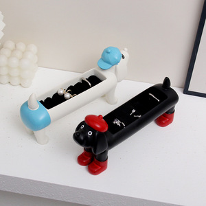 Witt simpatico bassotto cane porta anello ciondolo orecchino in resina decorazione gioielli scatola regalo per ragazze - Product Image 4