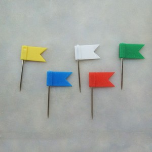 100pcs đầy màu sắc cờ bản đồ đẩy pins, trang trí du lịch Cờ bản đồ đinh cho nút chai bảng thông báo, văn phòng - Product Image 3