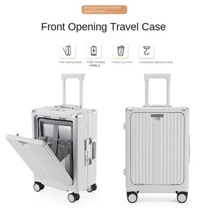 New Laptop Compartment Luggage 20 Inch Front Opening Portable Suitcase Telescopic Handle Carry on Multi-Function <strong>Trolley</strong> - Product Image 1